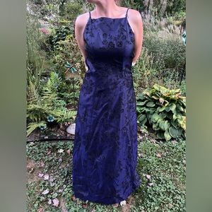 Vintage Purple Y2K High Neck Gothic Floral Prom Dress